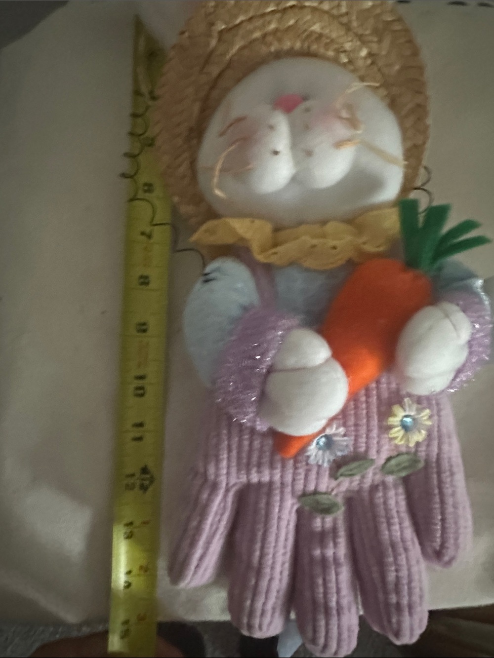 Plush Bunny Door Hanger with Carrot - Pink Gloves
